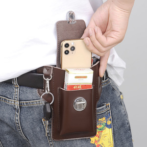 남자의 소가죽 허리 가방 여름 가죽 휴대 전화 가방 벨트 방수 지퍼 폐쇄 모델 3006 - Product Image 1