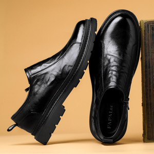FAPALEC Mocassins en cuir véritable pour hommes, bout rond, à enfiler, chaussures formelles, pour le bureau, les affaires, confortables, respirantes, absorbant les chocs - Product Image 3