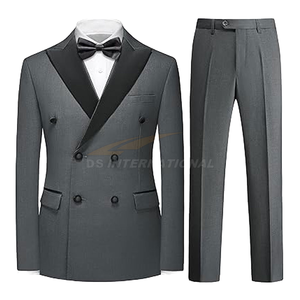 Traje Formal de Alta Gama para Hombre, Personalizable, de 2 Piezas, Estilo Clásico con Solapas, Diseño Cruzado, Azul Marino, Cierre de Botones, 100% - Product Image 3