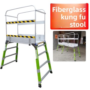 Plateforme pliable isolée <span class=keywords><strong>en</strong></span> <span class=keywords><strong>fibre</strong></span> <span class=keywords><strong>de</strong></span> <span class=keywords><strong>verre</strong></span> avec marchepied <span class=keywords><strong>en</strong></span> aluminium, capacité <span class=keywords><strong>de</strong></span> charge <span class=keywords><strong>de</strong></span> 150 kg pour électriciens et décoration hôtelière - Product Image 2