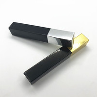Boîte carrée en papier kraft noir et or personnalisée 18*18*123mm, vide, pliable, en carton, pour le rangement de gloss à lèvres, de cils et de mascara, emballage