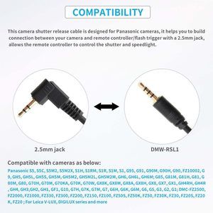 Cable de disparo remoto 2.5MM-RSL1, cable de conexión de 2.5mm - Conector de cámara P1/L1 para cámaras DSLR <span class=keywords><strong>Panasonic</strong></span> y Leica - Product Image 3