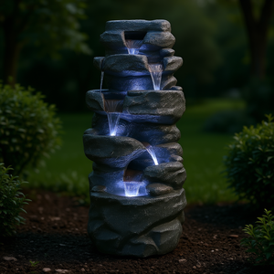 Fuente de Agua en Cascada SunJet de 40.5 Pulgadas para Exteriores, 6 Niveles, con Luces LED, Decoración para Jardín de Rocas - Product Image 2