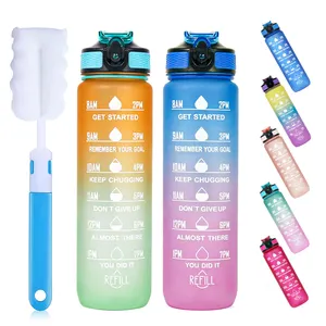 Portable high-value custom simple plastic gradient sports fitness water bottle cup with anti-drop function