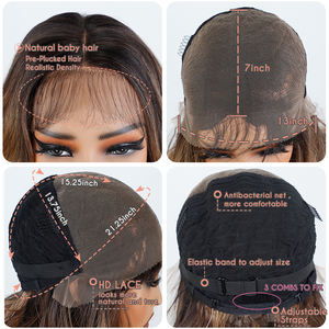 Синтетический парик FREEDOM 13x7 с прозрачной кружевной передней частью, короткий боб, натуральные вьющиеся локоны, для женщин, коричневый, блонд, для косплея - Product Image 4