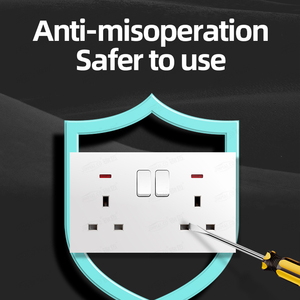 Chất lượng cao tùy chỉnh 2-Gang điện ánh sáng ổ cắm Neon anh tiêu chuẩn tường cắm 13A chuyển vật liệu chống cháy ip11 cho hộ gia đình - Product Image 3