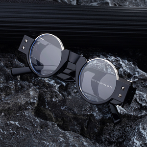 Lunettes de soleil rondes futuristes personnalisées avec logo rétro Partagas Wholesale Designer, protection UV400, pour hommes. - Product Image 3