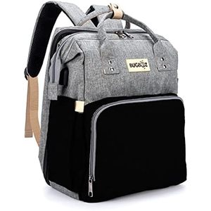 Mochila de viaje impermeable de muestra gratuita con gran capacidad que se pliega para guardar pañales de mamá y una bolsa de pañales tipo cama - Product Image 6