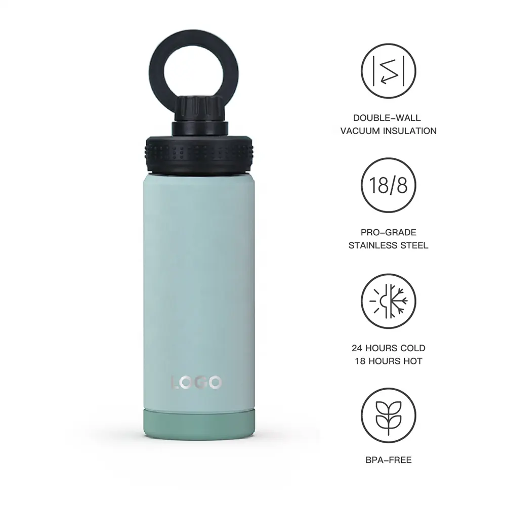 Garrafa de água com suporte magnético para iPhone, garrafa de água com tampa com isolamento magnético, garrafa barata por atacado