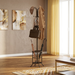 Porte-manteau et porte-chapeau d'entrée, support en métal pour vêtements et sacs, support organisateur pour manteaux et parapluies - Product Image 1