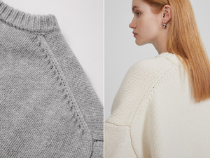 Maglione da <span class=keywords><strong>Donna</strong></span> in Cashmere e Lana a Tinta Unita Girocollo con Spalle Scivolate <span class=keywords><strong>Maglia</strong></span> in Cashmere - Product Image 3