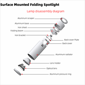 Lámpara LED Empotrable <span class=keywords><strong>de</strong></span> Superficie, Plegable, 220V, 10W/12W, Ángulo Ajustable, Diseño Moderno, Cuerpo <span class=keywords><strong>de</strong></span> Aluminio, Regulable, Antideslumbrante - Product Image 5