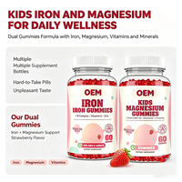 Gummies OEM Fraise Végétaliennes au Fer et au Magnésium pour Enfants, 60 Unités Chaque, Complément Multivitaminé et Minéral pour Adultes et Enfants