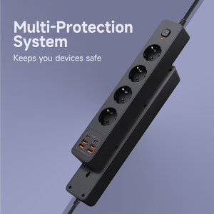 16A, 3500W, prise d'extension USB <span class=keywords><strong>Eu</strong></span> parasurtenseur multiprise Type 4 prises prise de rallonge électrique - Product Image 5