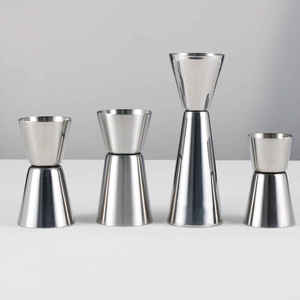 Vaso Medidor Doble de Acero Inoxidable 304, Moderno, con Escala en Onzas y Vaso Mezclador Recto de 30 ml para Cócteles - Product Image 1