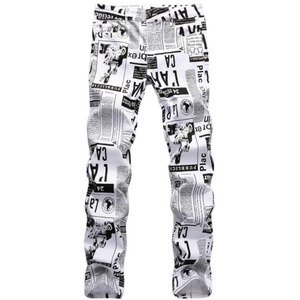 Korean Style <strong>Men</strong> <strong>Jeans</strong> Causal 3D Letter <strong>Printing</strong> Design Young Man <strong>Jeans</strong> Fashion Slim Male Denim Pants - Product Image 2