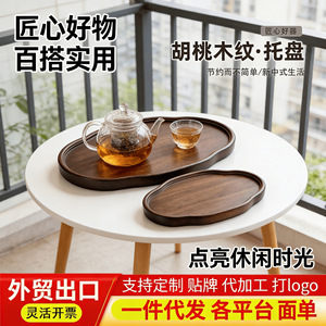 Source factory wholesale bamboo and wood trays, hotel restaurant tea trays, household round fruit and candy trays - Product Image 3