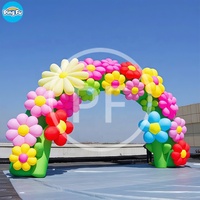 Arche géante de carnaval Airblown Éclairage publicitaire rose gonflable Cartoon Arche de décoration de fleurs gonflables pour fêtes et événements
