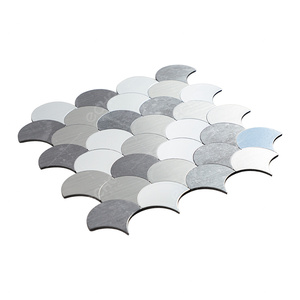 Fish Scale Metallic Silver Color <b>Mirror</b> Surface Peel and Stick Aluminium Mosaic Wall Tiles - Product Image 2