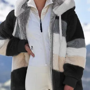 가을 겨울 따뜻한 플러스 사이즈 여성 코트 숙녀 여러 가지 빛깔의 부드러운 긴 소매 탑 재킷 느슨한 봉제 후드 옷