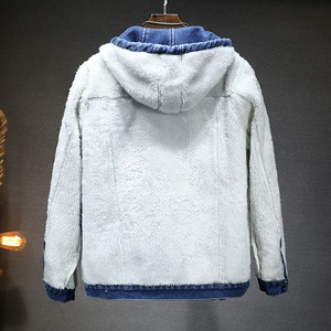 Nueva Chaqueta de Invierno para Hombre, Ajustada, Gruesa y Cálida, con Forro de Piel Sintética, Estilo Denim, con Capucha Integrada, para Hombres Jóvenes - Product Image 3