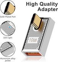 HotSale Adaptor OTG USB-C USB 3.1 10Gbps Bahan Aluminium Alloy 120W Pengisian Daya Cepat LED Kompatibel Laptop Ponsel Konverter Data