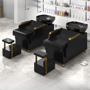 Sillón de Lavado de Cabello Moderno de Cuero Sintético para Salón de Belleza, Personalizable, Cómodo, con Masaje, para Spa Capilar, con Lavabo - Product Image 6