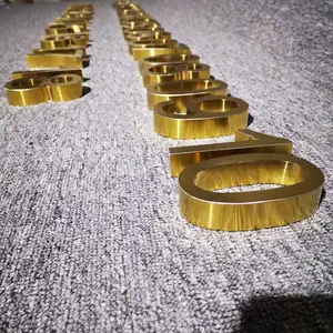 Rvs 3D metalen alfabet geborsteld goud winkel letters voor decoratie