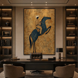 Midnight Wrangler Rustic Wabi Sabi Equestrian Painting On Canvas <b>With</b> <b>Frame</b> Indoor Decor Classic Style Art <b>Print</b> - Product Image 4