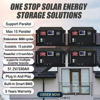 Rak Server QSO 51.2V 300Ah 314Ah 16KwH Baterai Rumah 20kwh 15Kw 10Kw Penyimpanan Energi Surya 16 kw 51.2 48 Volt 48V Paket Baterai Lifepo4