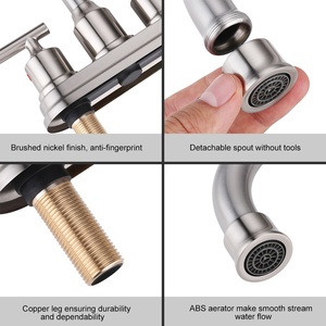 America Style UPC Ceramic Cartridge Bathroom Faucet Dual Handle 4 Inch Centerset Basin Sink Faucet with Lift-rod Pop Drain - Product Image 4