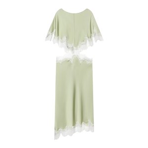 Abito <span class=keywords><strong>midi</strong></span> asimmetrico da donna 2026, nuovo modello casual alla moda con cuciture in pizzo, abito retrò chic a maniche corte. - Product Image 2