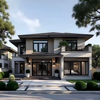 Villa Hunian Prefabrikasi Struktur Baja 20Ft 40Ft Model A-Frame Dengan Rumah Mungil Prefabrikasi Bergaya