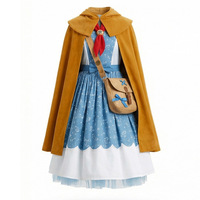 Costume rétro des années 80 inspiré de Holly Wheeler pour filles, robe bleue à fleurs, cape à capuche marron, écharpe rouge, jeu de rôle de carnaval, 110-160cm