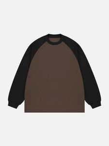เสื้อยืดแขนยาวผู้ชาย ผ้าคอตตอนถักน้ำหนัก 300 กรัม ทรงแร็กแลน คอโอ ทรงปกติ สีบล็อก ลำลอง - Product Image 2