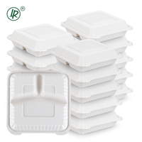 Boîtes à lunch pour préparation de repas de 9 pouces écologiques Boîtes à 3 compartiments Restaurant Micro-ondes Contenants alimentaires à emporter