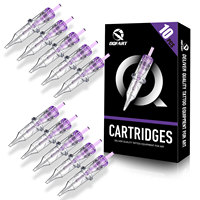 Aiguilles de cartouche de tatouage DQFART violettes pour maquillage permanent des sourcils, modèle TN-03-10, 0,35 mm, 10 pièces, sans alimentation électrique requise
