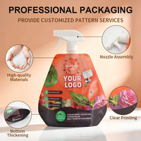 Pochette souple biodégradable personnalisée avec pulvérisateur à gâchette pour l'emballage d'engrais liquide pour l'entretien des plantes de jardin