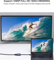 Adaptateur USB mâle vers HDMI femelle, USB A vers HDTV, sans pilote, convertisseur 1080P avec audio pour ordinateur portable, ordinateur de bureau, HDTV