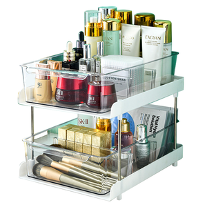 Organisateur transparent à 3 niveaux sous l'évier Organisateur de rangement transparent à 3 niveaux Organisateur d'armoire à bouteilles coulissantes The Pet Desktop - Product Image 1
