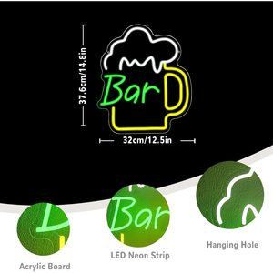Beer <b>Bar</b> Letreros Neon <b>LED</b> indoor hanging ambient <b>light</b> shop sign wall decoration <b>light</b> entrance indicator <b>light</b> luminous sign - Product Image 2