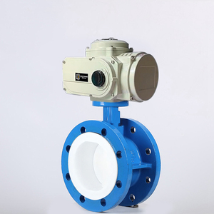 DN200 8 Inch PN16 24 Volt <b>PTFE</b> Seat Ductile Iron Motor Operated Double Flange ED18 Double Flange - Product Image 3