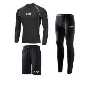 Conjunto Deportivo Personalizado de <span class=keywords><strong>2</strong></span> Piezas para Hombre, Camiseta y Pantalones Cortos o Largos de Compresión, Secado Rápido, Ajustado, para Gimnasio, Running y Entrenamiento - Product Image 3