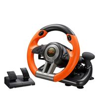 Volante de Carreras con Pedales USB y Vibración para PC, PXN V3II, Cableado, de Plástico, Doble Volante