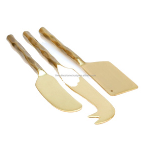 Juego de Herramientas de acero inoxidable para queso con plataforma dorada, utensilios de cocina con mango hecho a mano, estilo occidental - Product Image 1