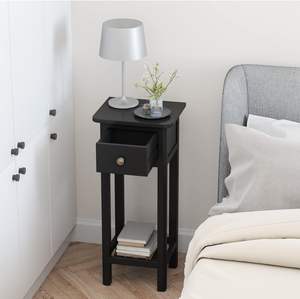 <strong>Narrow</strong> <strong>Tall</strong> End <strong>Table</strong> <strong>Bedside</strong> <strong>Table</strong> with Drawer and Modern Wooden Furniture Nightstand with Open Shelf for Home - Product Image 6