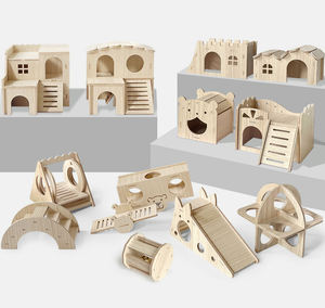 Jouets d'exercice de sport de cochon d'inde détachables ensemble de jouets de hamster en bois, pont arc-en-ciel de balançoire d'animaux, balançoire, cage de hamster nain - Product Image 1