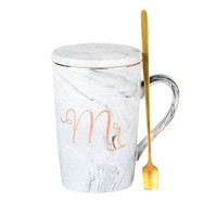 JCSL Ensemble de tasses en céramique marbrée élégantes pour les jeunes mariés, souvenir de mariage, tasse à café