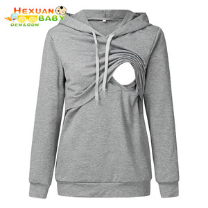 <span class=keywords><strong>Pull</strong></span> d'été à capuche de maternité pour femmes avec caractéristiques d'<span class=keywords><strong>allaitement</strong></span> - Product Image 3