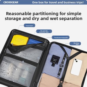 CROSSGEAR in Stock <strong>Large</strong> PC Luggage, Hard Shell <strong>Suitcase</strong> with Aluminum Handle,Cup Holder and Spinner Luggage 20-24-28-inch <strong>Black</strong> - Product Image 2
